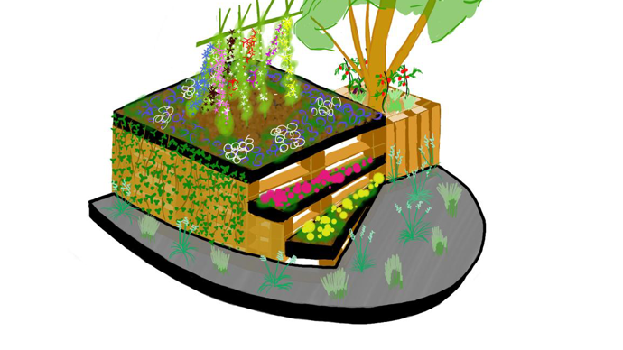 Projet « Un jardin né de notre optimisme sur l’avenir», croquis par Laviverte…